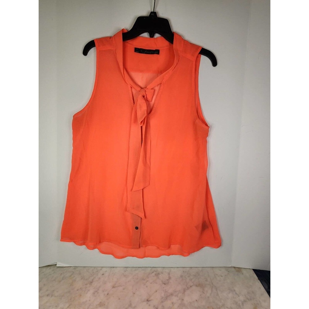 Women's Size M Patterson J. Kincaid Orange Pink Coral Sheer Tank top Sleeveless
